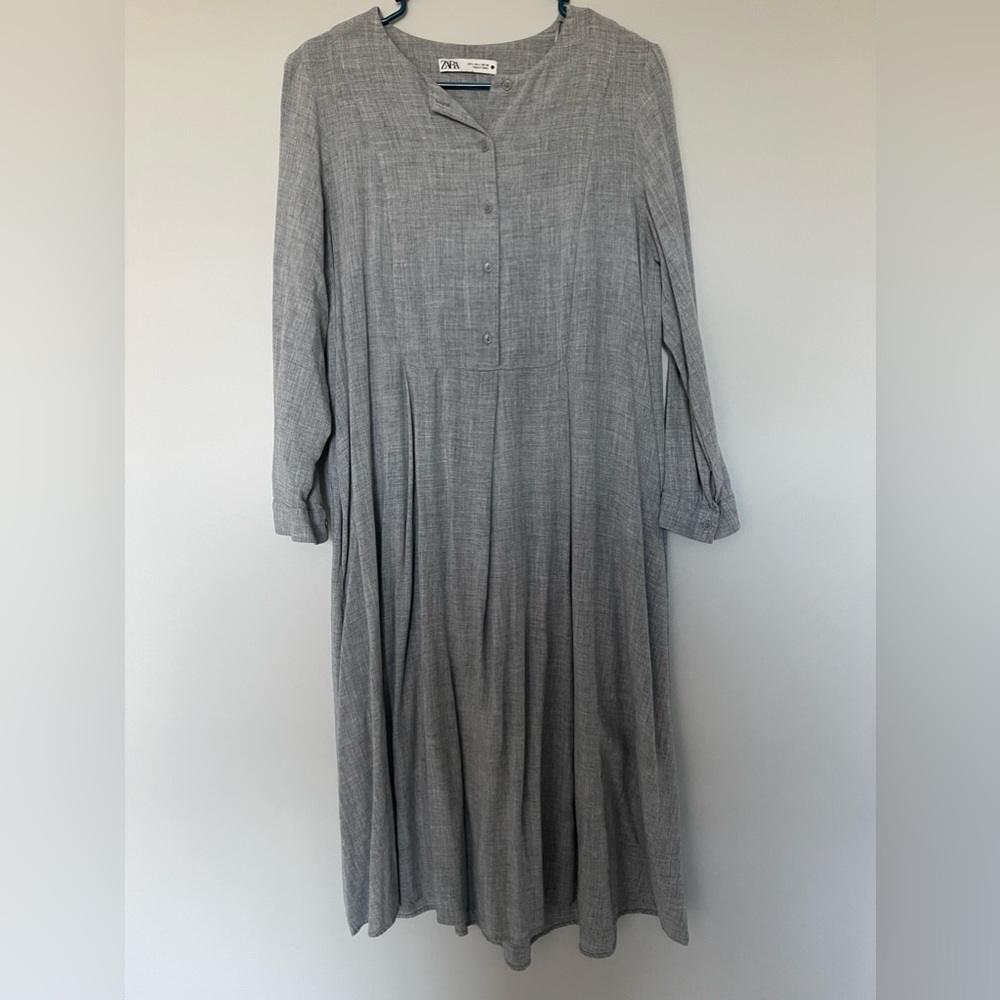 Zara midi grey elegant dress article 4886/257/803 Zara pleated midi dres… - Picture 5 of 10